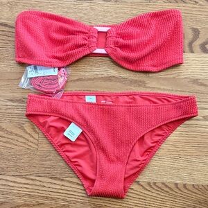 Aerie Red Textured Bikini Set M/L